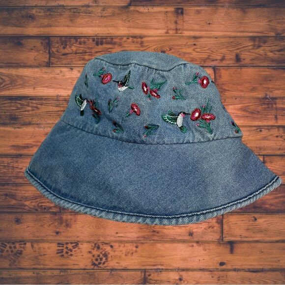 5 for $25🔥Vintage Embroidered Denim Bucket Hat One Size - Picture 1 of 5